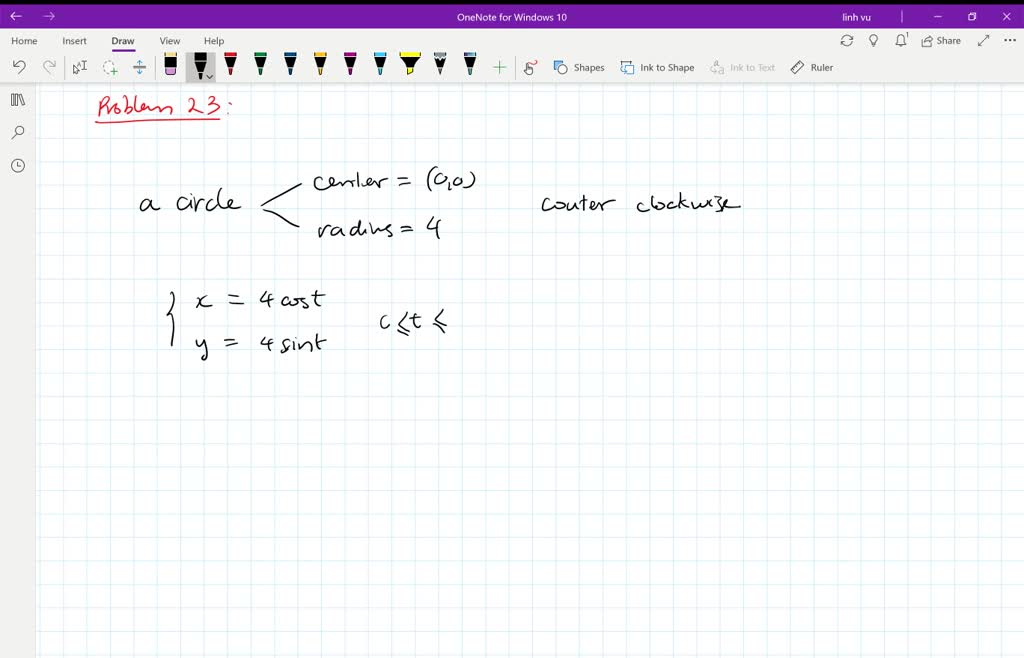 parametric equations of circles