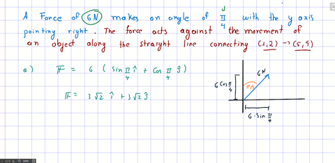 a-force-of-6-mathrmn-makes-an-angle-of-pi-4-radian-with-the-y-axis-pointing-to-the-right-the-force-a