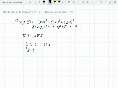 find-the-point-on-the-sphere-x2y2z24-farthest-from-the-point-1-11