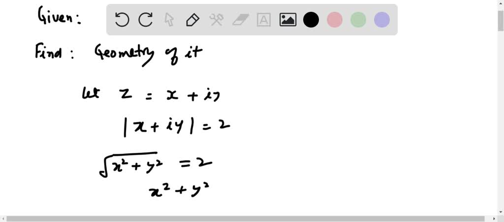 SOLVED:Describe geometrically the set of points in the complex plane ...