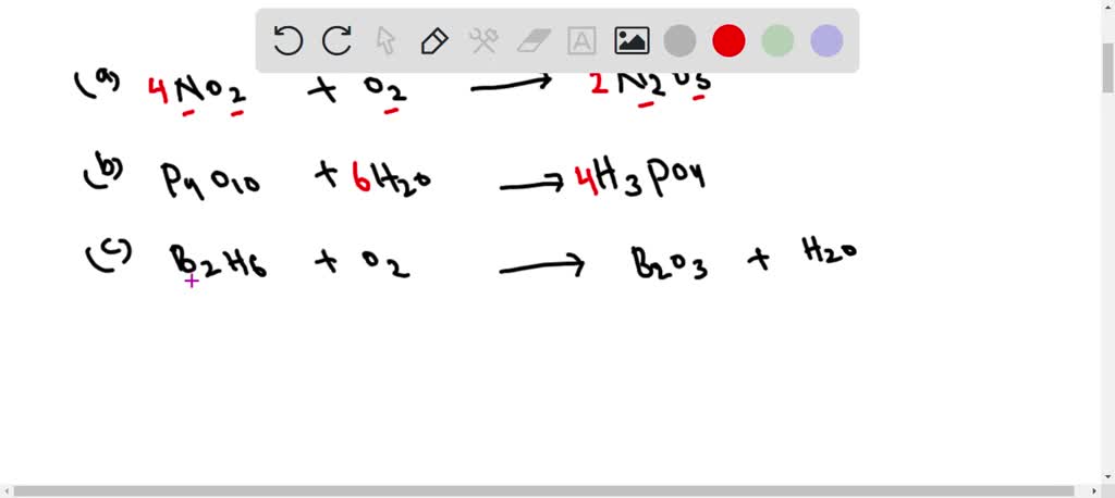 SOLVED:Balance the following equations: (a) NO2(g)+O2(g) N2 O5(g) (b ...