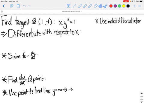 find-the-equations-of-the-tangent-lines-to-the-following-curves-at-the-indicated-points-x-y21-text-4