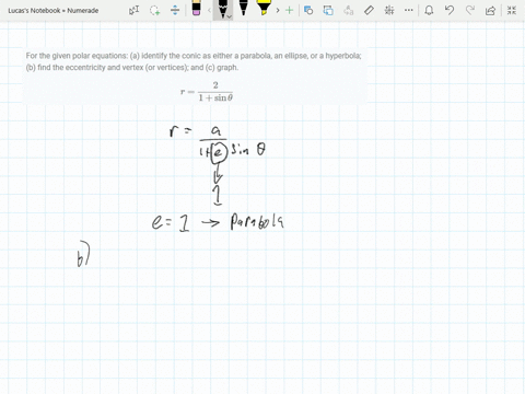 for-the-given-polar-equations-a-identify-the-conic-as-either-a-parabola-an-ellipse-or-a-hyperbola-b-