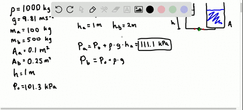 two-cylinders-are-filled-with-liquid-water-rho-1000-mathrmkg-mathrmm3-and-connected-by-a-line-with-a
