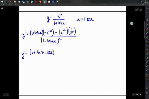 solve-the-given-problems-find-the-slope-of-a-line-tangent-to-the-curve-of-yfrace-x1ln-4-x-for-x1842-