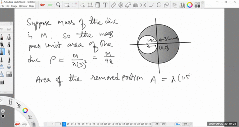 a-flat-circular-metal-disk-of-uniform-thickness-has-a-radius-of-30-mathrmcm-a-hole-is-drilled-in-the