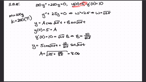 a-spring-has-spring-constant-k250-and-mass-m-100-grams-a-write-the-second-order-differential-equat-2