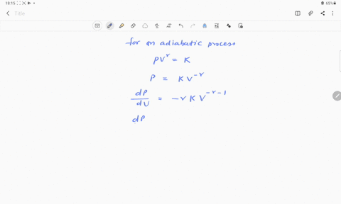 for-an-adiabatic-expansion-of-a-perfect-gas-delta-mathrmp-mathrmp-is-equal-to-a-fracdelta-barvv-b-ga