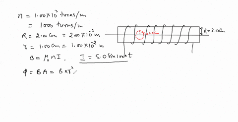 Solved A Long Solenoid With 1000 Turns Per Meter And Radius 2 00 Mathrm Cm Carries An Oscillating Current Given I