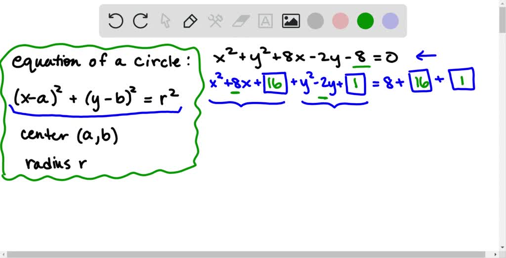 SOLVED:Complete the square and write the equation in standard form ...