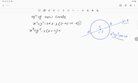 the-intercept-on-the-line-yx-by-the-circle-x2y2-2-x-0-is-a-b-equation-of-the-circle-on-a-b-as-a-diam