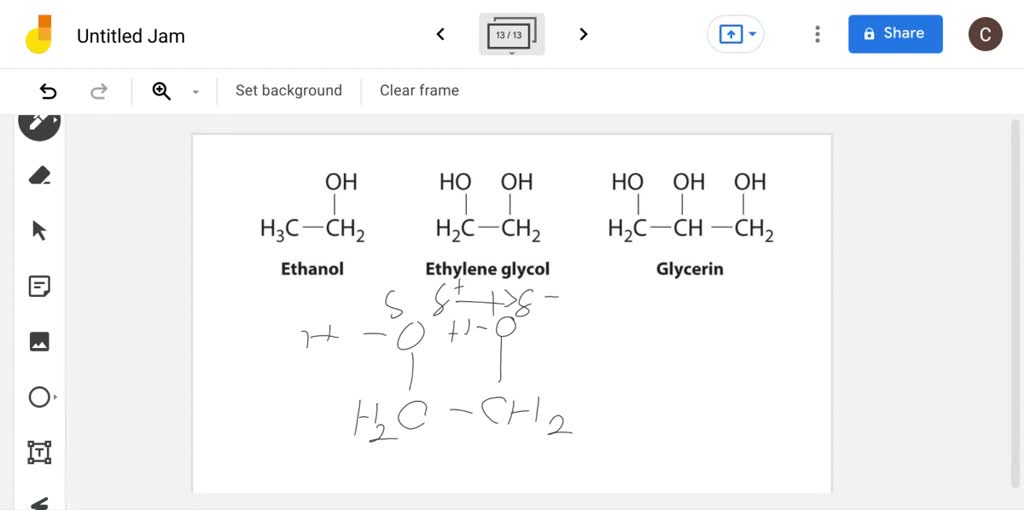 Ethylene glycol, HOCH2 CH2 OH, may look nonpolar when drawn, but an ...
