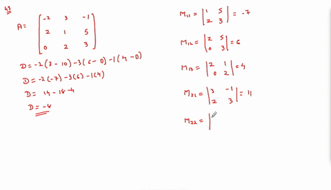 find-a-operatornamedeta-b-the-matrix-of-cofactors-m_cmathrmc-adj-a-and-if-possible-mathrmd-a-1-ale-5