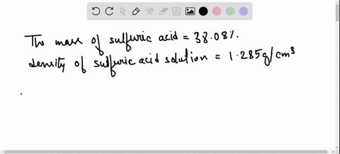 the-density-of-a-solution-of-sulfuric-acid-is-1285-mathrmg-mathrmcm3-and-it-is-3808-acid-by-mass-cal