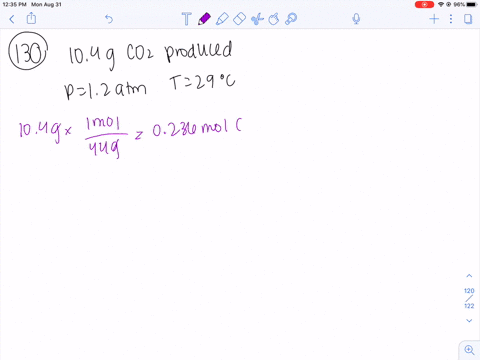 a-chemical-reaction-produces-104-mathrmg-of-mathrmco_2-what-volume-does-this-gas-occupy-at-12-atm-an