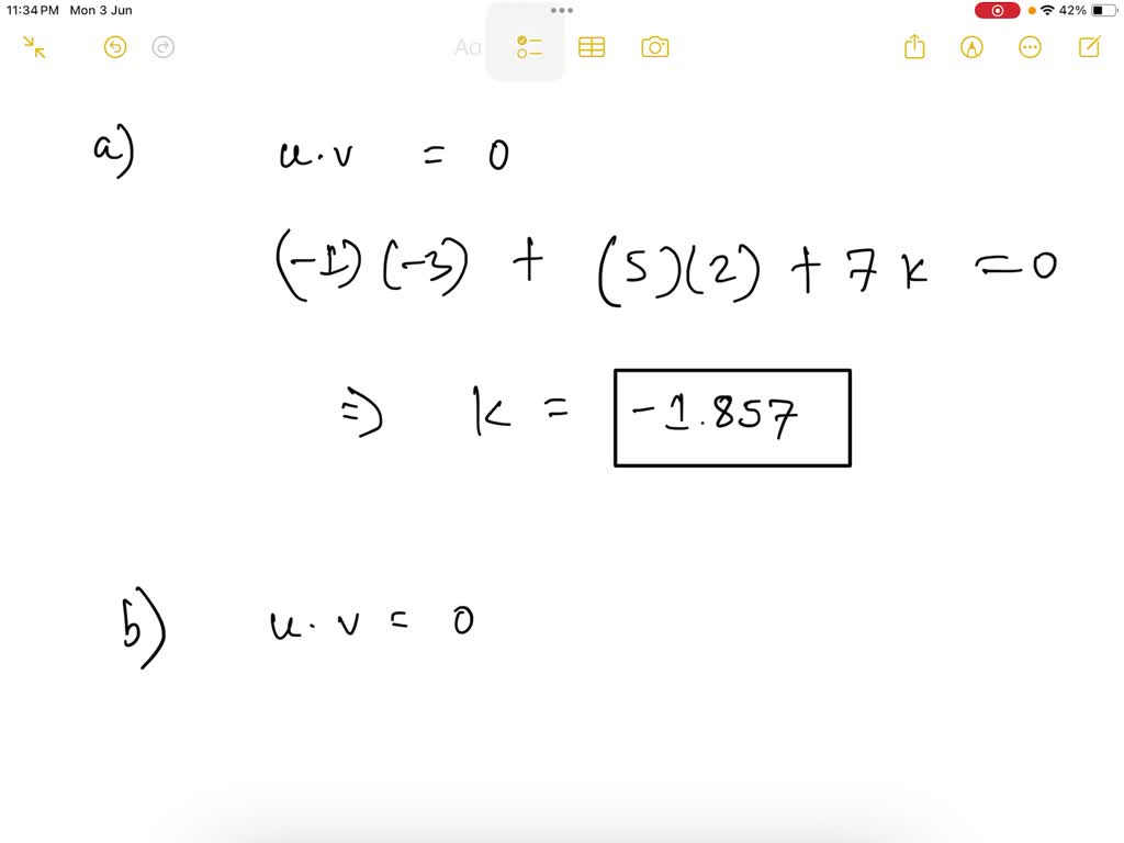 Determine The Value Of K So That The Following Vectors Are Orthogonal To Each Other A 𝐮 1