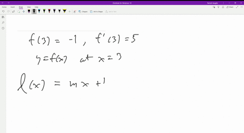 given-that-f3-1-and-fprime35-find-an-equation-for-the-tangent-line-to-the-graph-of-yfx-at-x3