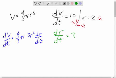 suppose-a-spherical-balloon-is-being-filled-at-a-constant-rate-d-v-d-t10-mathrmin3-mathrmmin-at-what