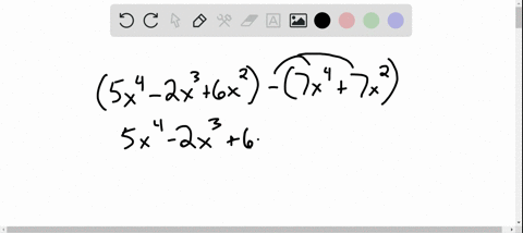 subtract-beginaligned-beginarrayr-5-x4-2-x36-x2-left7-x4-quad7-x2right-hline-endarray-endaligned
