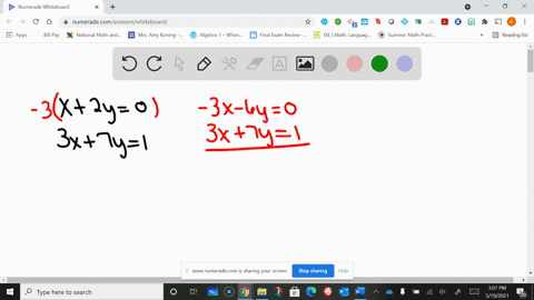 if-possible-solve-the-system-of-linear-equations-and-check-your-answer-beginarrayr-x2-y0-3-x7-y1-end