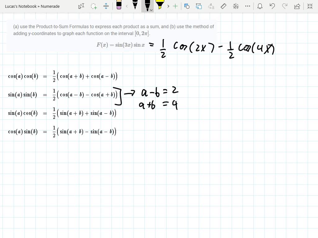 Solved A Use The Product To Sum Formulas To Express Each Product As A Sum And B Use The