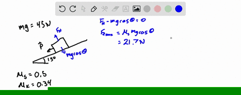 a-force-vecp-parallel-to-a-surface-inclined-15circ-above-the-horizontal-acts-on-a-45-mathrmn-block-a