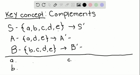 for-the-sample-space-boldsymbols-a-b-c-d-e-identify-the-complement-of-each-event-given-a-a-a-d-e-b-b