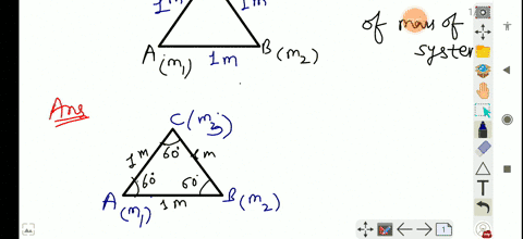 three-particles-of-masses-1-cdot-0-mathrmkg-2-cdot-0-mathrmkg-and-3-cdot-0-mathrmkg-are-placed-at-th