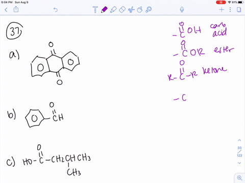 identify-each-of-the-following-compounds-as-a-carboxylic-acid-ester-ketone-aldehyde-or-amine-a-ant-2