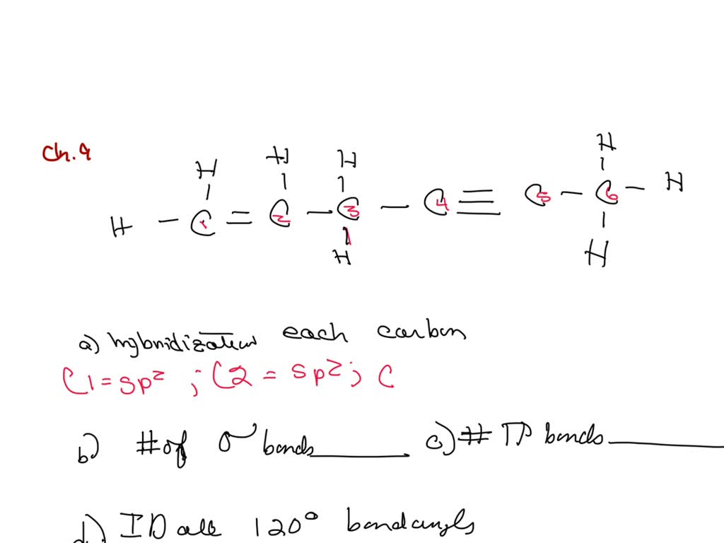 SOLVED:In the hydrocarbon (a) What is the hybridization at each carbon ...