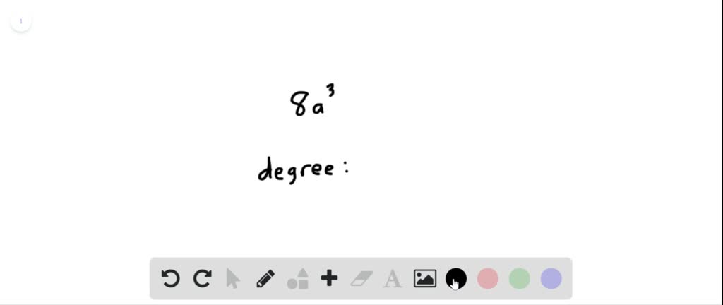 ⏩SOLVED:Find the degree of each monomial. 8 a^3 | Numerade