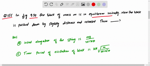 in-fig-934-the-block-of-mass-m-is-in-equilibrium-initially-now-the-block-is-pushed-down-by-a-sligh-2