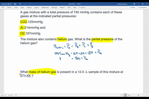 a-gas-mixture-with-a-total-pressure-of-745-mathrmmm-mathrmhg-contains-each-of-these-gases-at-the-ind