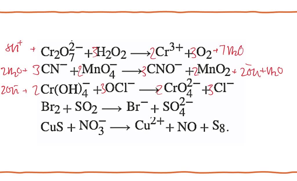 SOLVED:Balance the following oxidation-reduction equations. The ...