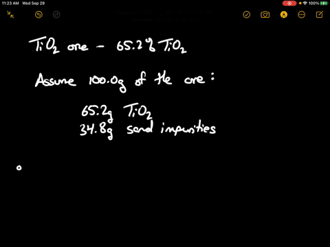 a-sample-of-rutile-an-ore-of-titanium-consisting-principally-of-mathrmtio_2s-was-found-to-be-652-mat