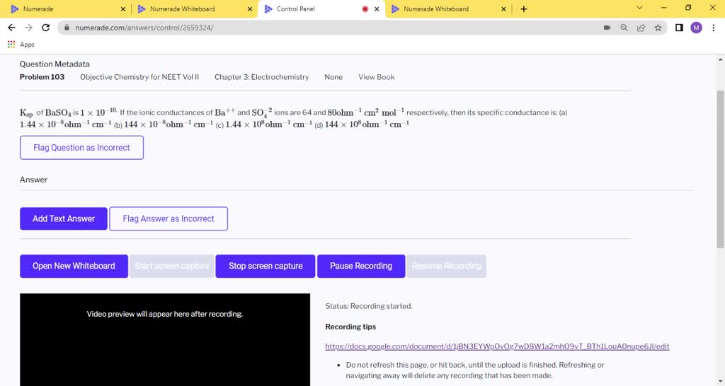 SOLVED:Ksp of BaSO4 is 1 ×10^-10. If the ionic conductances of Ba^+4