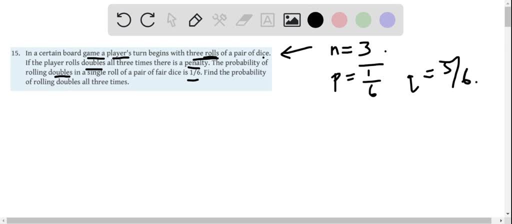 What is the probability of rolling doubles on a pair of dice