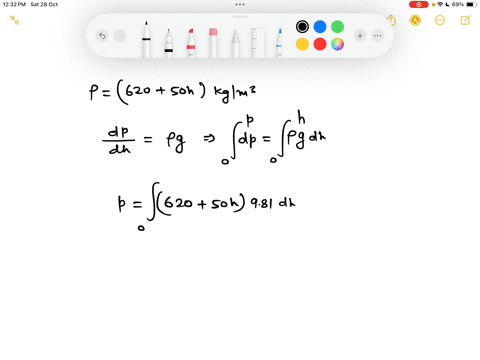 the-density-of-a-non-homogeneous-liquid-varies-a-function-of-depth-h-such-that-rho62050-h-mathrmkg-m