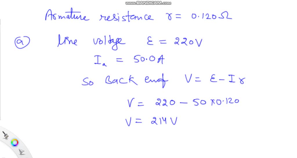 SOLVED The noload voltage of a 50kW, 220 volts, shunt generator in