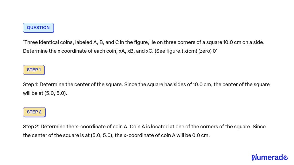 SOLVED: 'Three identical coins, labeled A, B, and C in the figure, lie ...