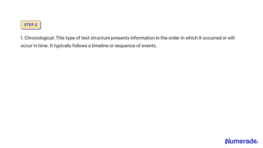 Solved Direction Enumerate The Five Different Types Of Text Structure Direction Enumerate