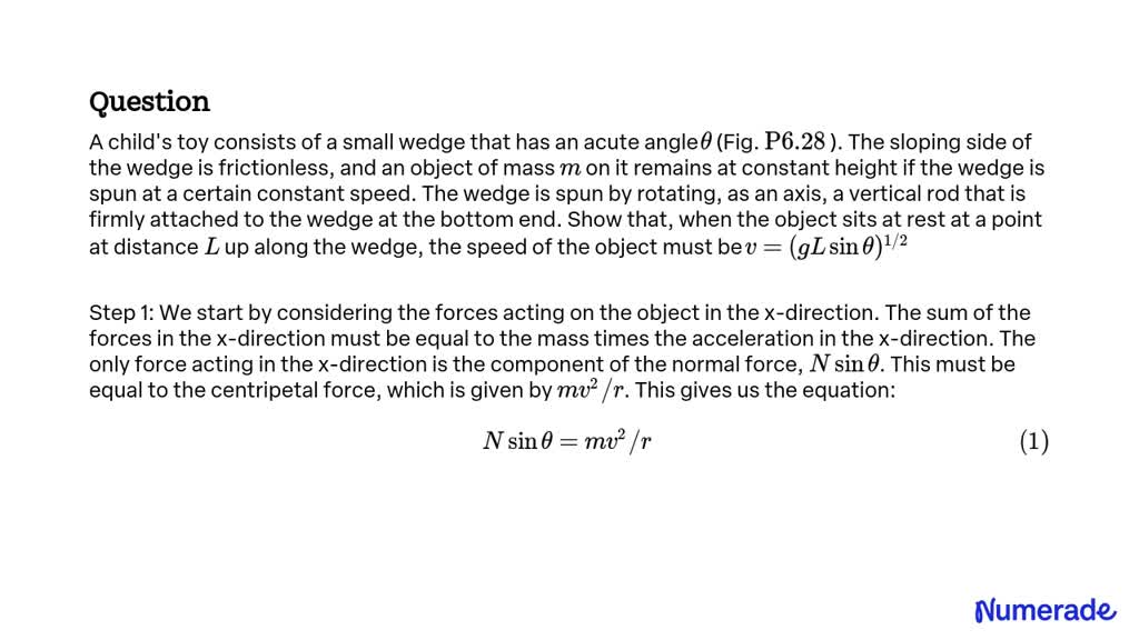 Solved:a Child's Toy Consists Of A Small Wedge That Has An Acute Angle 