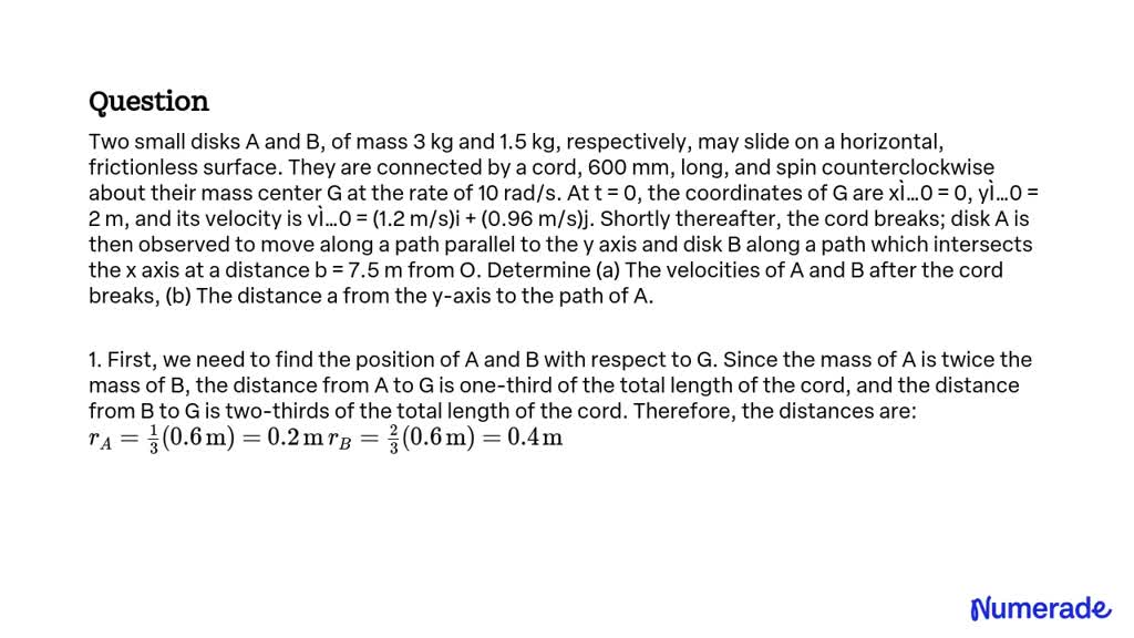 Solved Two Small Disks A And B Of Mass 3 Kg And 1 5 Kg Respectively