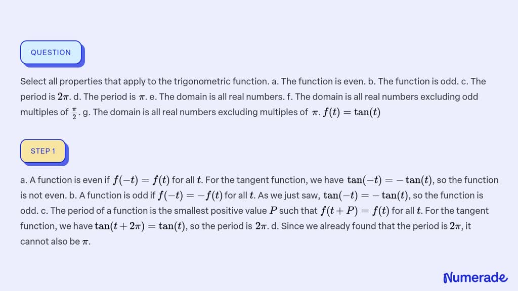 ⏩SOLVED:Select all properties that apply to the trigonometric… | Numerade