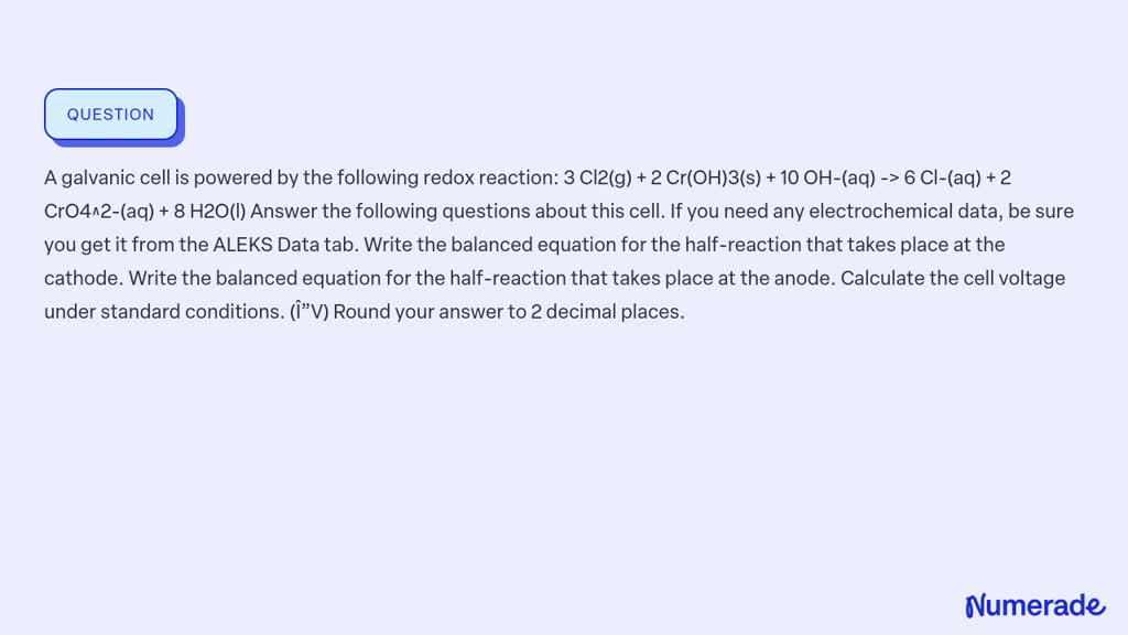 Video Solution: A Galvanic Cell Is Powered By The Following Redox 