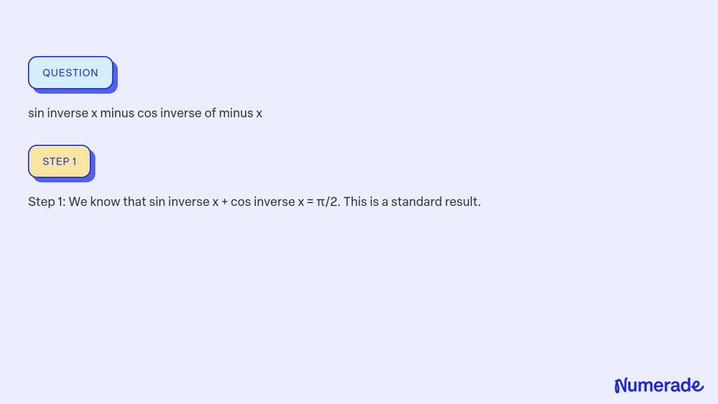 sin inverse minus 1 by 2 ka value