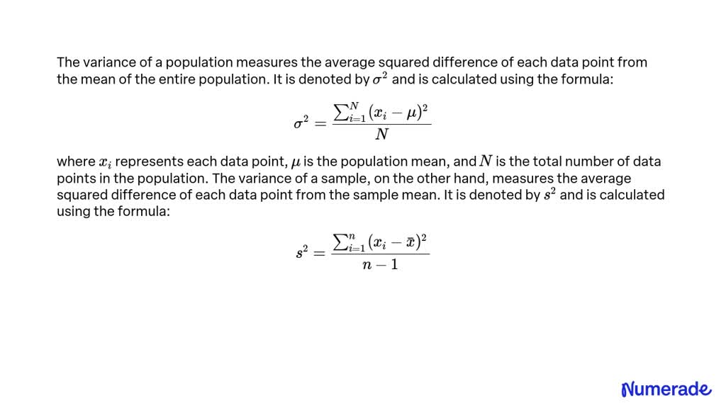 SOLVED: what's the difference between variance population and variance ...