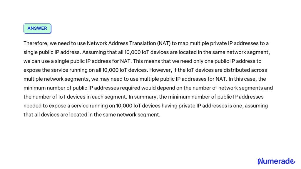 SOLVED: What is the minimum number of public IP addresses needed to ...