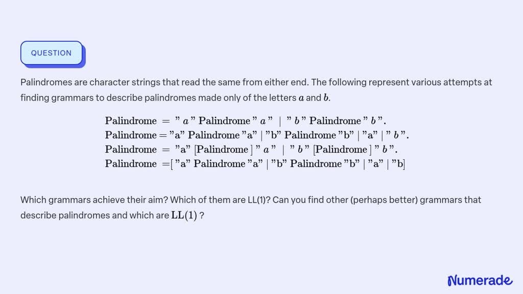 ⏩SOLVED:Palindromes Are Character Strings That Read The Same From ...