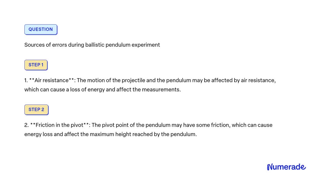 errors in pendulum experiment